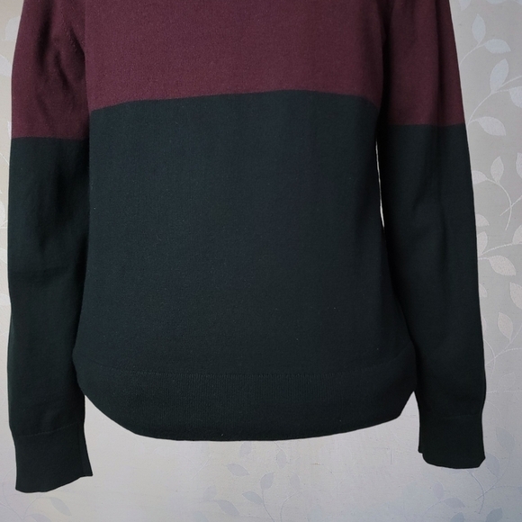 Banana Republic Quarter Zip Sweater 90s Stripe Black Red Pima Cotton Cashmere Sm - Picture 7 of 14